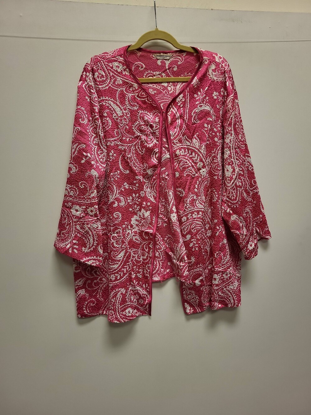 Allison Daley Womens Cardigan Top Pink Paisley Button Front Blouse Size